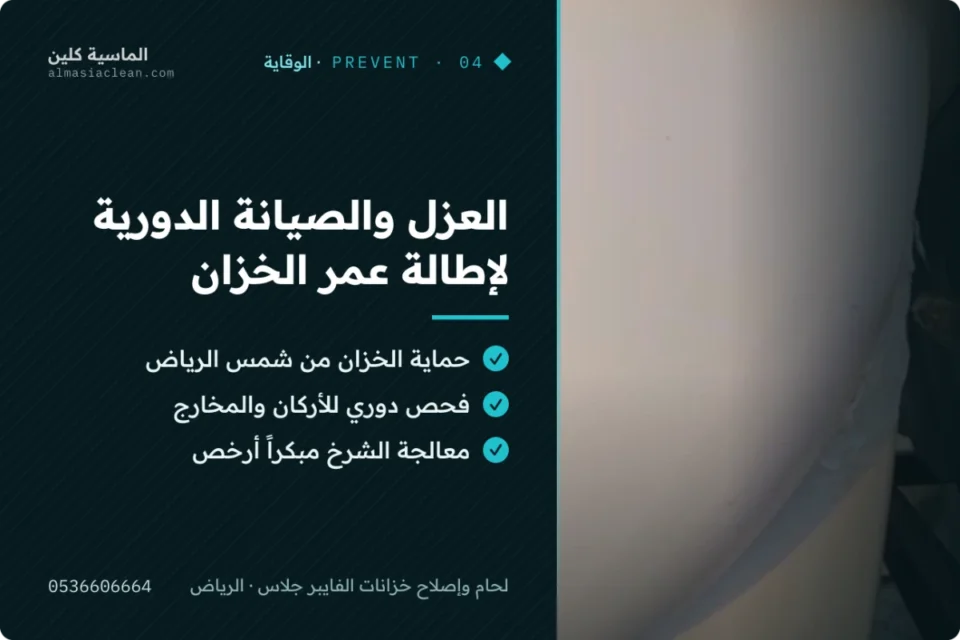 بطاقة توضيحية: العزل والصيانة الدورية لإطالة عمر خزان الفايبر